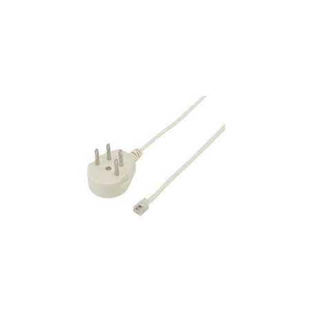 4 pole ptt plug to RJ11 male cable 2 mtr - White