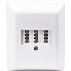 Boîtier de connexion en saillie TAE-F 3 x 6 (4) NFN pour connecter 2 accessoires et poste téléphonique - blanc