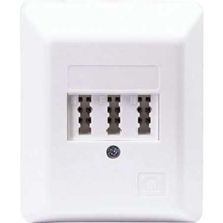 Aufputz-Anschlussbox TAE-F 3 x 6 (4) NFN zum Anschluss von 2 Zubehörteilen und Telefonapparat - weiß