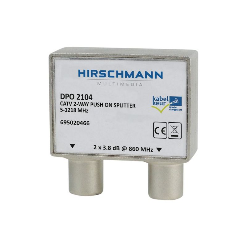 Hirschmann TV splitter DPO2104 met 2 uitgangen - 3,8 dB / 5-1218 MHz