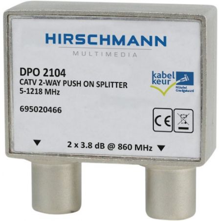 Hirschmann TV splitter DPO2104 met 2 uitgangen - 3,8 dB / 5-1218 MHz