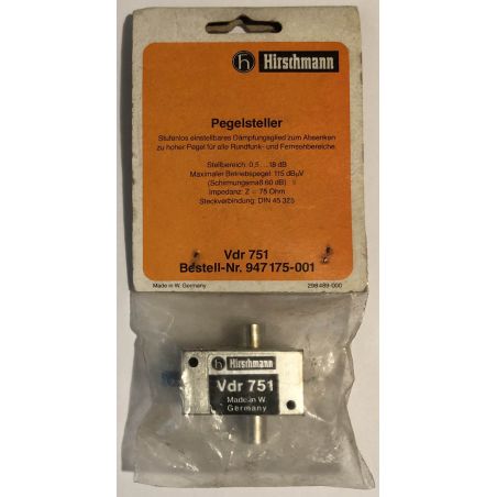 Hischmann Vdr-751 Einstellbarer Abschwächer für alle analogen AM/FM- und TV-Frequenzen, Anschluss über Koax-IEC-Anschlüsse