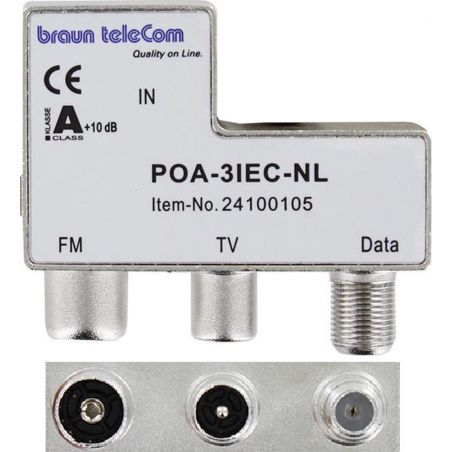 Braun Telecom RTV data splitter POA 3 IEC-NL with 3 outputs - 5-2000 MHz (Ziggo)