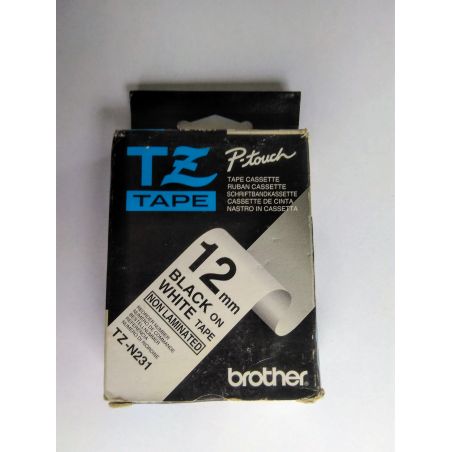 Brother 12 mm schwarz auf weißem Band - nicht laminiertes Band