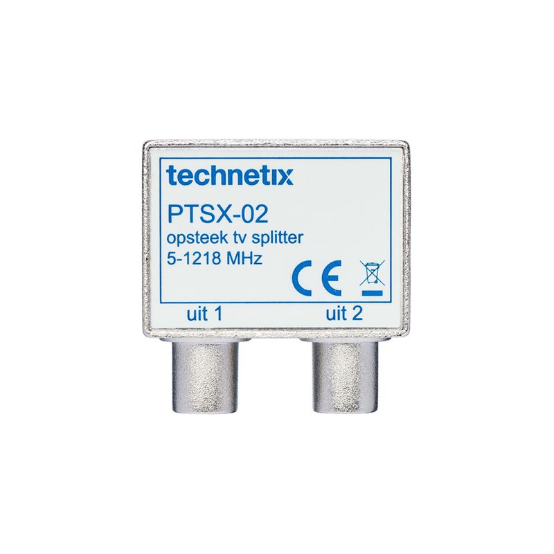 Technetix TV splitter PTSX-02 met 2 uitgangen - 3,8 dB / 5-1218 MHz