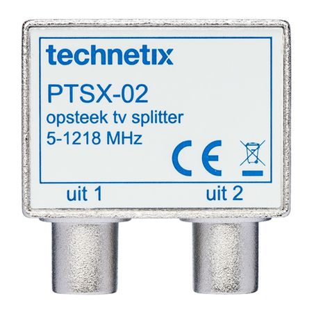 Technetix TV splitter PTSX-02 with 2 outputs - 3.8 dB / 5-1218 MHz