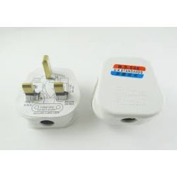BS 1363/A 13A Power Cords UK 3 Pin Wall AC Power Plug 250V White
