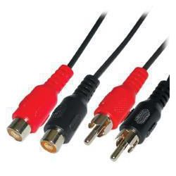 Cable-451 2 x RCA connector male naar 2 x RCA connector female verlengkabel 1,5 mtr - kleur zwart.