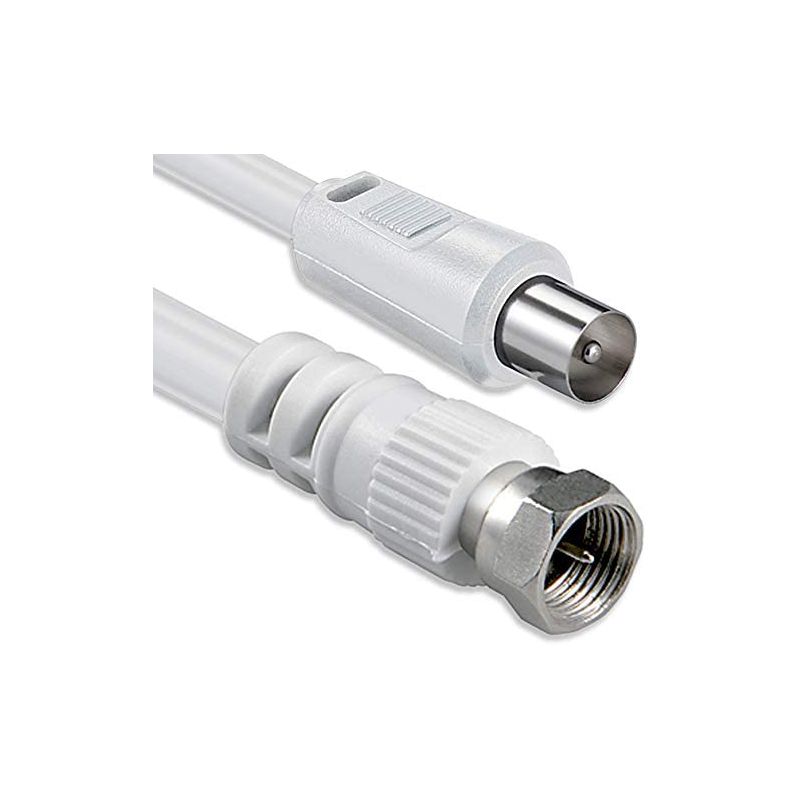 Kabel-Typ 526/3 F-Stecker auf Koax-IEC-Steckerkabel 3 m - Farbe weiß.