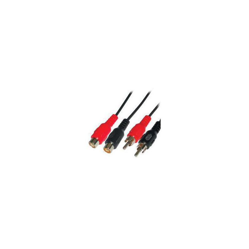 Cable-451/5 2 x RCA connector male naar 2 x RCA connector female verlengkabel 5 mtr - kleur zwart.