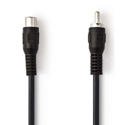 Cable-463 RCA Câble Connecteur Unique Mâle à Femelle / Droit - Noir - 2,5 Mètres