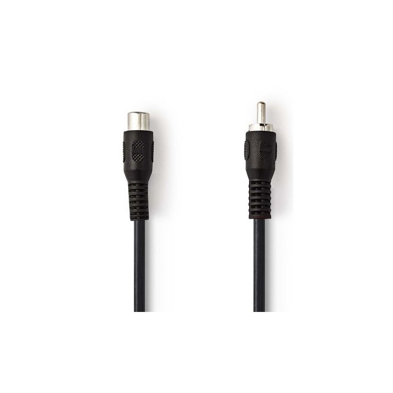 Cable-463 RCA Single Connector Cable Male to Female / Straight - Black - 2.5 Meters
