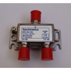 Technetix ES-02+/N meterkast splitter - 2 uitgangen - 3.6 en 3.6 dB / 5-1000 MHz (Ziggo geschikt)