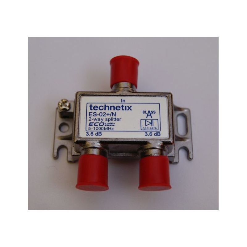 Technetix ES-02+/N Meterbox-Splitter – 2 Ausgänge – 3,6 und 3,6 dB / 5–1000 MHz (Ziggo geeignet)