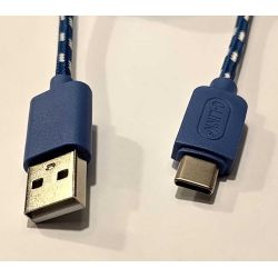 USB-C Data- en Laadkabel - Type C-2.0 Naar USB-A - Gevlochten Nylon – Blauw/Wit – 2 Meter van Q-Link