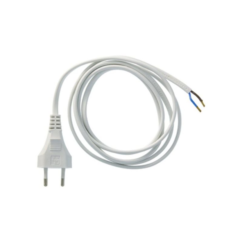 EXIN - Câble de connexion 220V AC Euro avec fiche 2 X 0.75mm2 - 1.8m gris argent

