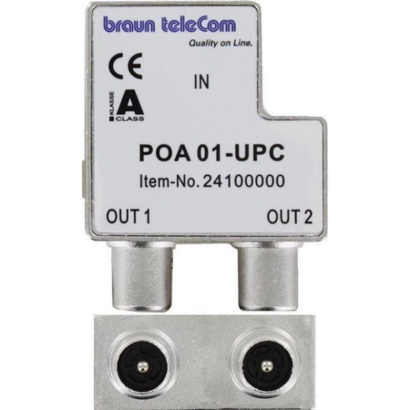 Braun Telecom TV splitter POA 01-UPC met 2 uitgangen - 4 dB / 5-2000 MHz (Ziggo geschikt)