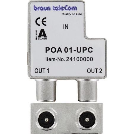Braun Telecom TV Splitter POA 01-UPC mit 2 Ausgängen - 4 dB / 5-2000 MHz (Ziggo geeignet)