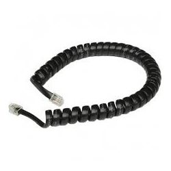 Curly cord 2 mtr for telephone handset of fixed telephone - black